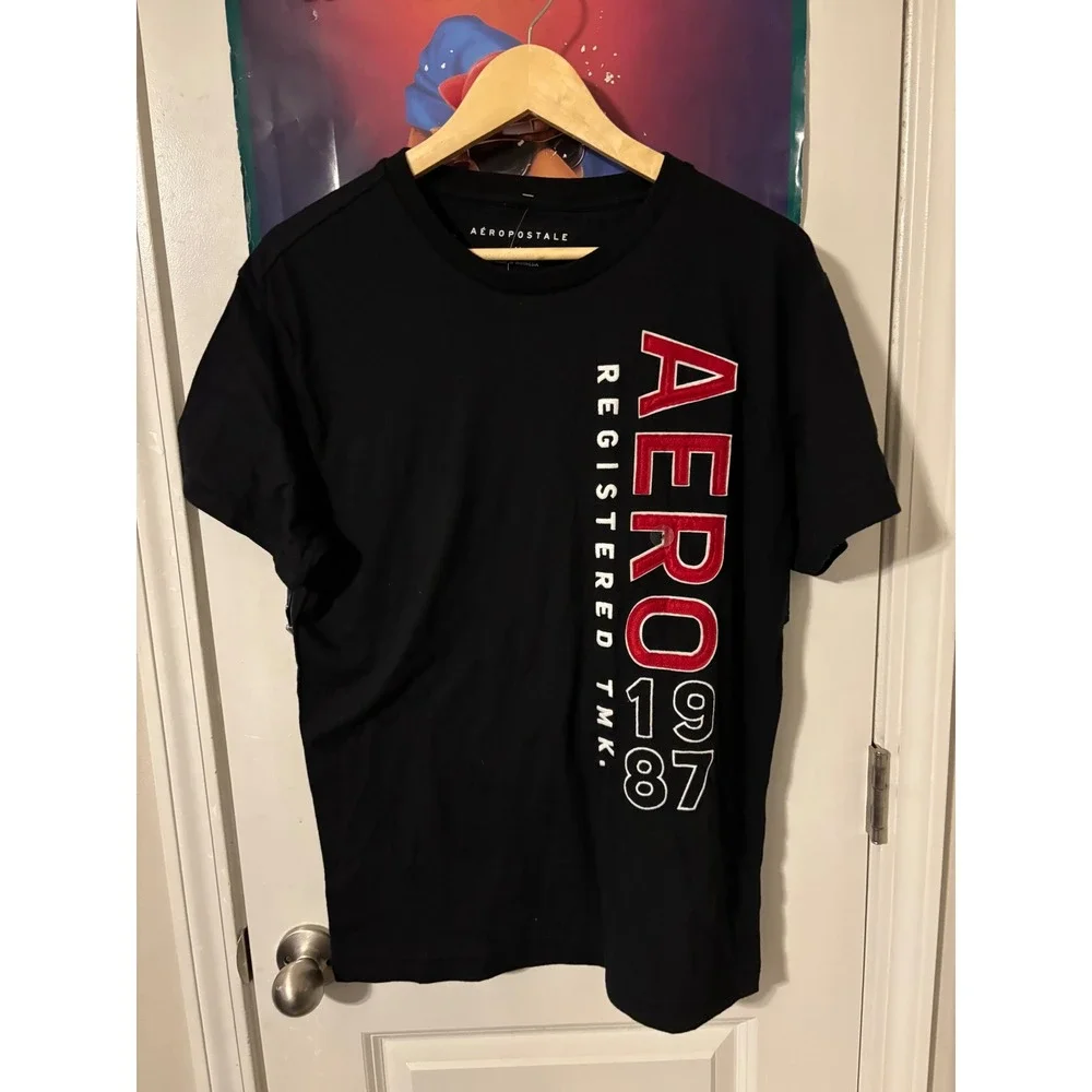 Aeropostale Mens Black Registered Tmk 1987 Graphic T Shirt Size M - Picture 1 of 5